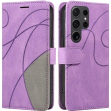 GX Boutique Samsung Galaxy S24 Ultra Iki Renkli Dikiş Pu Deri Flip Case (Yurt Dışından)