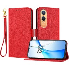 GX Boutique Oneplus Nord Ce 4 Lite Için Telefon Kılıfı Kart Yuvaları Tutucu Litchi Desen Pu (Yurt Dışından)