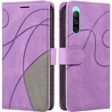 GX Boutique Sony Xperia 10V Için Kılıf Pu ile Iki Renkli Dikiş Kickstand Koruyucu (Yurt Dışından)