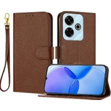 GX Boutique Telefon Kılıfı Için Xiaomi Poco M6 4g Litchi Desen Flip Folio Kart Yuvaları Pu (Yurt Dışından)