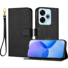 GX Boutique Telefon Kılıfı Için Xiaomi Poco M6 4g Litchi Desen Flip Folio Kart Yuvaları Pu (Yurt Dışından)