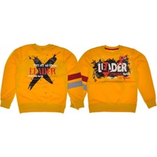 İrem Çocuk Giyim Erkek Çocuk Önü Arkası Leader Yazı Desenli Sarı Renk Sweatshirt
