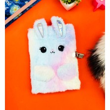 Giftmoda Sevimli Tavşan Tasarımlı Kilitli Peluş Defter
