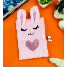 Giftmoda Sevimli Tavşan Tasarımlı Kilitli Peluş Defter