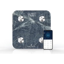 Nautica BT600 Pilli Bluetooth Vücut Analizli Yağ Kas Su Ölçer Hassas Akıllı Tartı Baskül Mavi