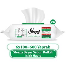 Sleepy Easy Clean Beyaz Sabun Katkılı Yüzey Temizlik Havlusu 6x100 (600 Yaprak)