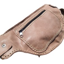 Semiramis Hermes Model El Yapımı Vintage El Dikişi Hakiki Crazy Deri Unisex Kahverengi Bel Çantası