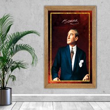 Lioncraft Atatürk Baskılı Tablo, Çerçeveli Cam Tablo 20x30 Cm