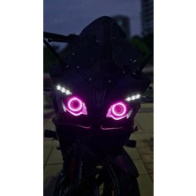 Bajaj Pulsar RS200 2015 -2024 Model Uyumlu Angel Neon LED Halka Tak Çalıştır Pembe Renk