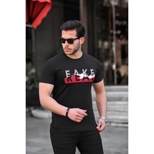 Tex Republic Siyah Erkek Slim Fit Bisiklet Yaka T-Shirt