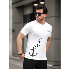 Tex Republic Beyaz Erkek Slim Fit Bisiklet Yaka T-Shirt