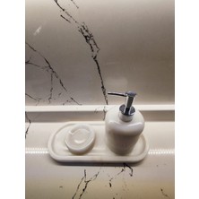Roi Pierres 3 Lü Mermer Banyo Seti Mermer Sabunluk