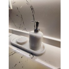 Roi Pierres 3 Lü Mermer Banyo Seti Mermer Sabunluk