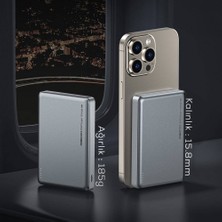 Hızlı Şarj Özellikli Magsafe Powerbank Recci RPB-W26 Armor Serisi Ultra Ince PD20W 15W 10000MAH Gri