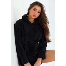 CMZ Collection Kız Basic Mevsimlik Bol Kesim Kanguru Cepli Kapşonlu Salaş Hoodie Okul Sweatshirt
