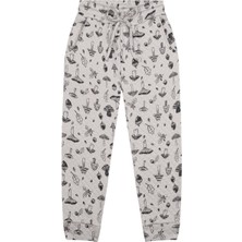 Antebies Organik Bej Sonbahar Mantarları Desenli Beli Lastikli Cepli Bağcıklı Erkek Çocuk Eşofman