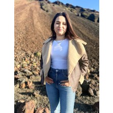 ARV Moda Içi Suni Kürklü Suni Süet Crop Biker Ceket