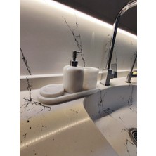 Roi Pierres 4 Lü Mermer Banyo Seti Dikdörtken Mermer Banyo Seti Beyaz Mermer