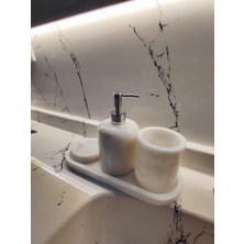 Roi Pierres 4 Lü Mermer Banyo Seti Dikdörtken Mermer Banyo Seti Beyaz Mermer