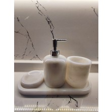 Roi Pierres 4 Lü Mermer Banyo Seti Dikdörtken Mermer Banyo Seti Beyaz Mermer