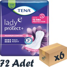 TENA Lady Maxi Night Kadın Gece Mesane Pedi  8 Damla 12'li 6 Paket 72 Adet