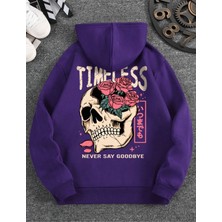 Amor Man Büyük Beden Özel Tasarım Kapüşonlu Timeless Kuru Kafa Sırt Baskılı Battal Erkek Sweatshırt