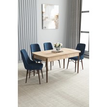 Sar Pakete Zümra Serisi, Meşe Desen 80X132 Açılabilir Mdf Mutfak Masası Takımı 4 Adet Sandalye