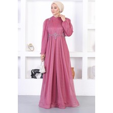 Missvalle Incili Dantelli Simli Abiye Gül Kurusu 12252