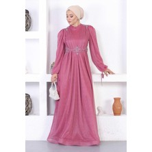 Missvalle Incili Dantelli Simli Abiye Gül Kurusu 12252