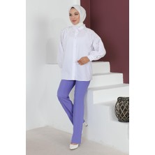 Missvalle Missvalle Çizgi Detaylı Pantolon Lila 6078