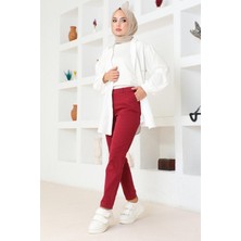 Missvalle Missvalle Dar Paça Pantolon Kırmızı 6108