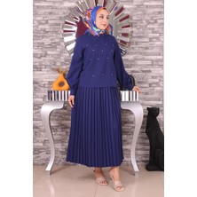 Missvalle Moda Mihram Inci ve Taş Detaylı Takım Indigo 19135