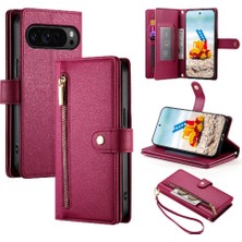 SZY Mall Google Piksel 9 Pro Xl Cüzdan Iş Standı Için Flip Case Crossbody Kayış (Yurt Dışından)