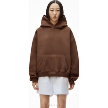 Yakamel Kadın Basic Esnek Rahat Bol Oversize Kesim 3 Iplik Şardonlu Içi Pamuklu Okul Sweatshirt