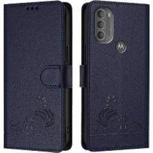 SZY Mall Motorola Moto G71 Kedi Rfıd Kart Yuvası Tutucu Için Kılıf Kickstand Cüzdan Flip (Yurt Dışından)