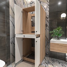 Yıldız Elegance Panjur Kapaklı Kurutma ve Çamaşır Makınesı Dolabı Luxe Ahşap