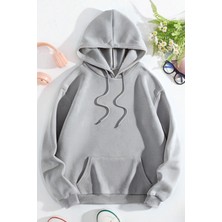 Yakamel Erkek Hoodie Bol Kesim Rahat Kalıp Salaş Kanguru Cep Şardonlu Kapşonlu Basic Okul Sweatshirt