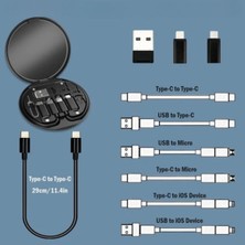 Buffer Buffer® 60W Destekli Kablo Kutusu Seyahat Kablo Seti 5'i 1 Arada USB Type-C Şarj Kablosu Seti