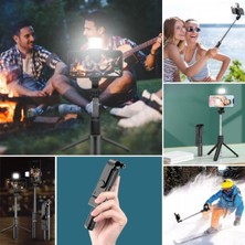 Buffer® Kendiliğinden Işıklı Masaüstü Tripod Olabilen Telefon Tutuculu Kablosuz Kumandalı Selfie Çubuğu