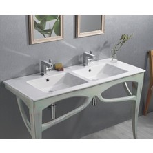 Turkuaz Ibiza Etajerli Lavabo  121X51 cm  (Çift Hazneli  Çift Batarya Delikli)