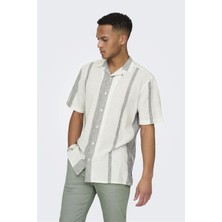 Only & Sons Erkek Onscaıden Kısa Kollu Keten Gömlek 22026109 Oliv