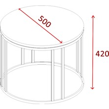 Esn Home Mayda Metalli Yuvarlak Orta Sehpa - Atlantik Çam