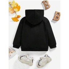 Afternoon Kids Kız Çocuk Kapüşonlu Siyah Love Kalp Baskılı Sweatshirt