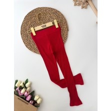 Miniğimin Cicileri Fitilli Esnek Kız Çocuk tayt - Kırmızı