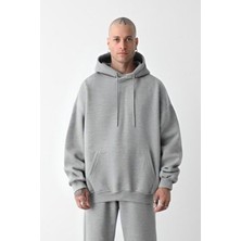 CMZ Collection Erkek Gri Oversize 3 Iplik Sweatshirt Hoodie