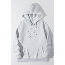Yakamel Kadın Casual Bol Kesim Kanguru Cep Kalın 3 Iplik Şardonlu Hoodie Okul Sweatshirt