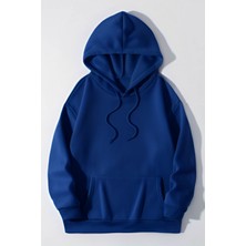 Yakamel Kadın Casual Bol Kesim Kanguru Cep Kalın 3 Iplik Şardonlu Hoodie Okul Sweatshirt