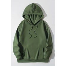 Yakamel Kadın Casual Bol Kesim Kanguru Cep Kalın 3 Iplik Şardonlu Hoodie Okul Sweatshirt