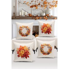 Bertille Home Sonbahar Serisi Çift Tarafı Dijital Baskılı  4'lü Kırlent Kılıfı Seti (Halloween Autumn)