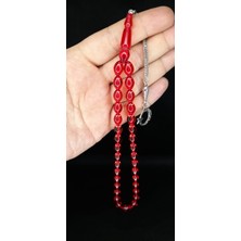 Anemore Collection Çubuk Kehribar Tesbih Beyzi Kesim Kırmızı Renk T-366